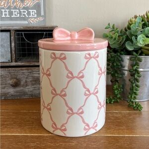New Decorative Pink Bow Ceramic Canister